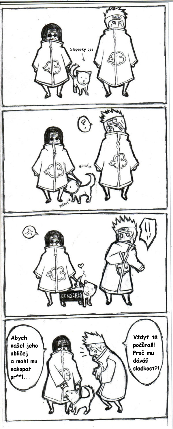 Blind Itachi hates dogs